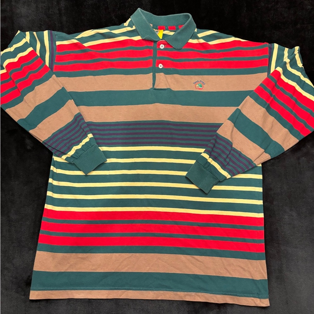Duck Head Striped Long Sleeve Polo Shirt